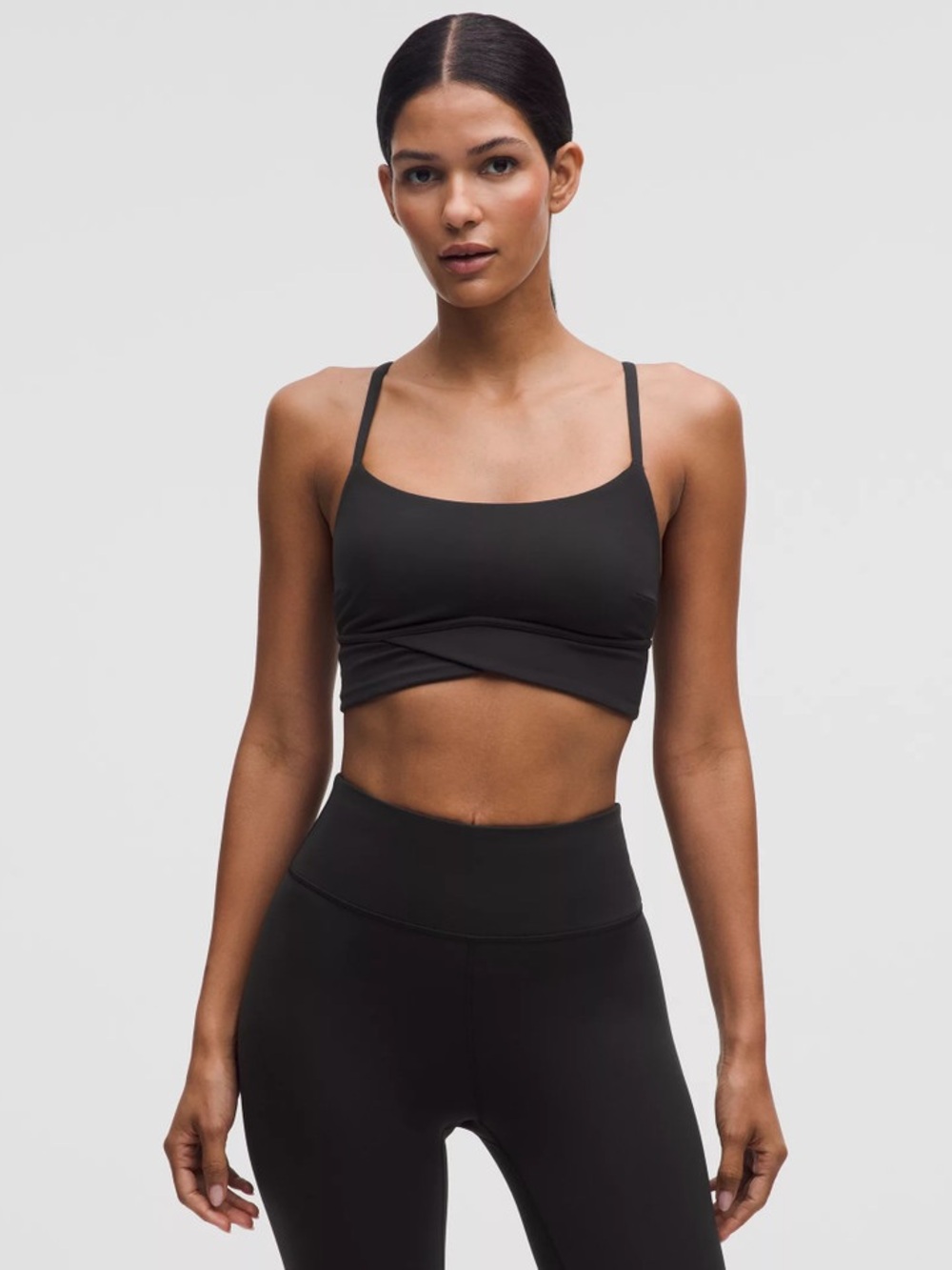 Lululemon Wunder Train Strappy Wrapped Bra Black Light Support Yoga Pilates - 10